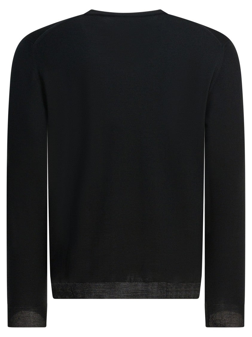 Zanone Fine Knit Black Wool Blend Sweater