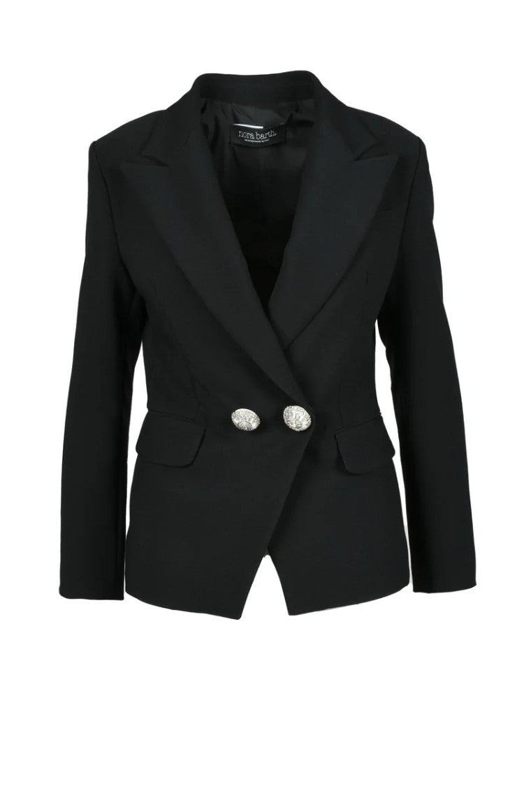 Nora Barth Structured Black Jacket With Decorative Buttons