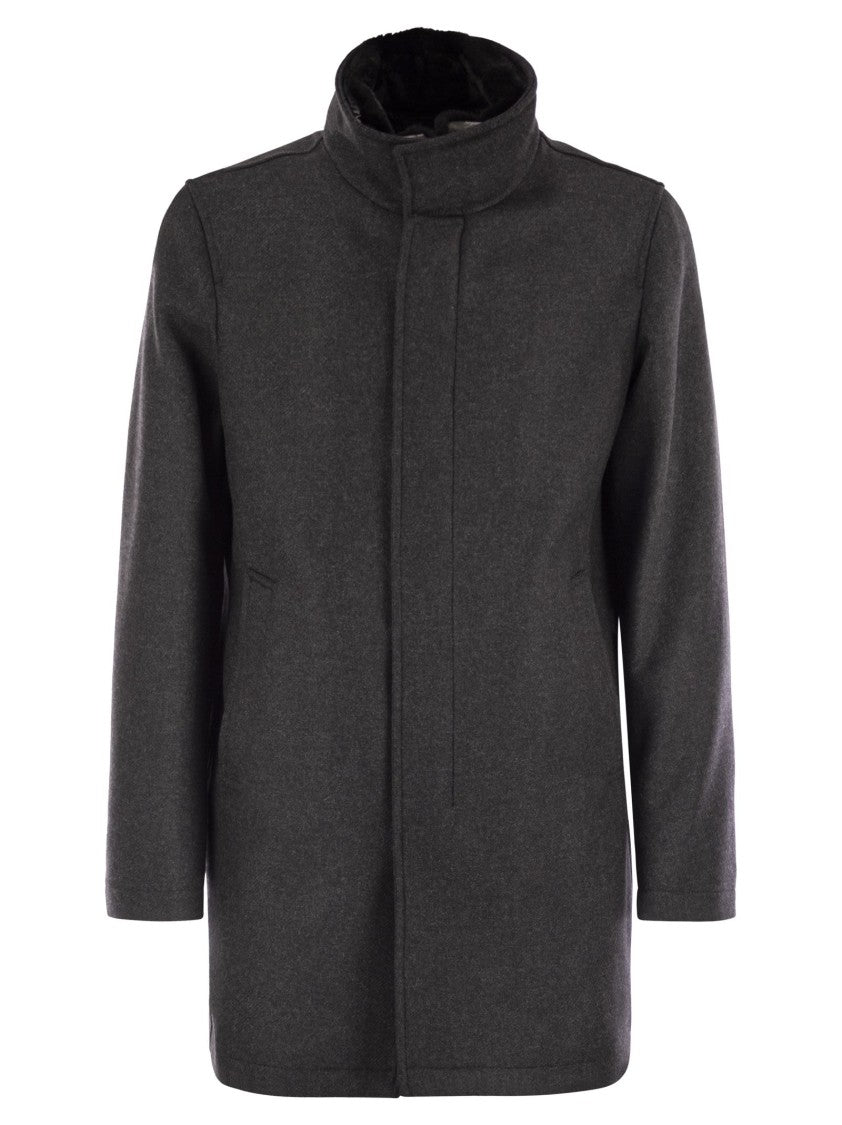 Herno Wool Coat With Detachable Collar
