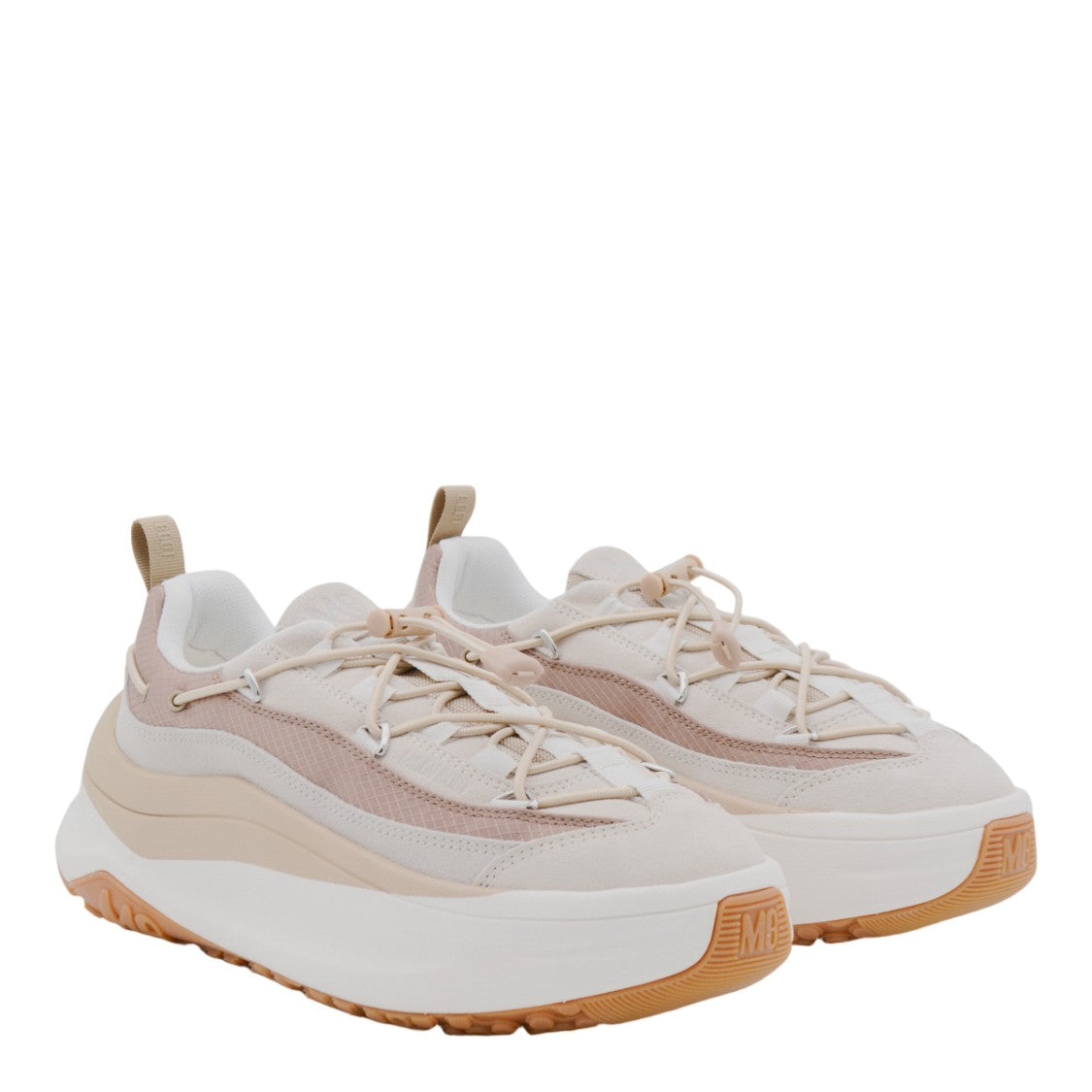 Moon Boot Sneakers With Sculpted Beige And White Design