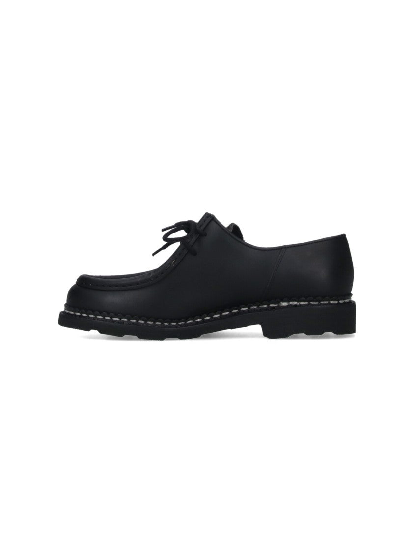 Paraboot Rounded Toe Black Calf Leather Derby Shoes