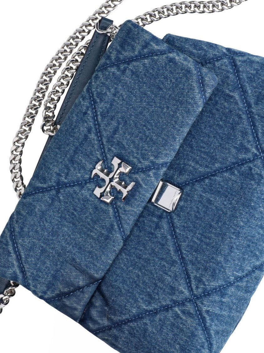 Tory Burch Blue Kira Quilted Cotton Bag