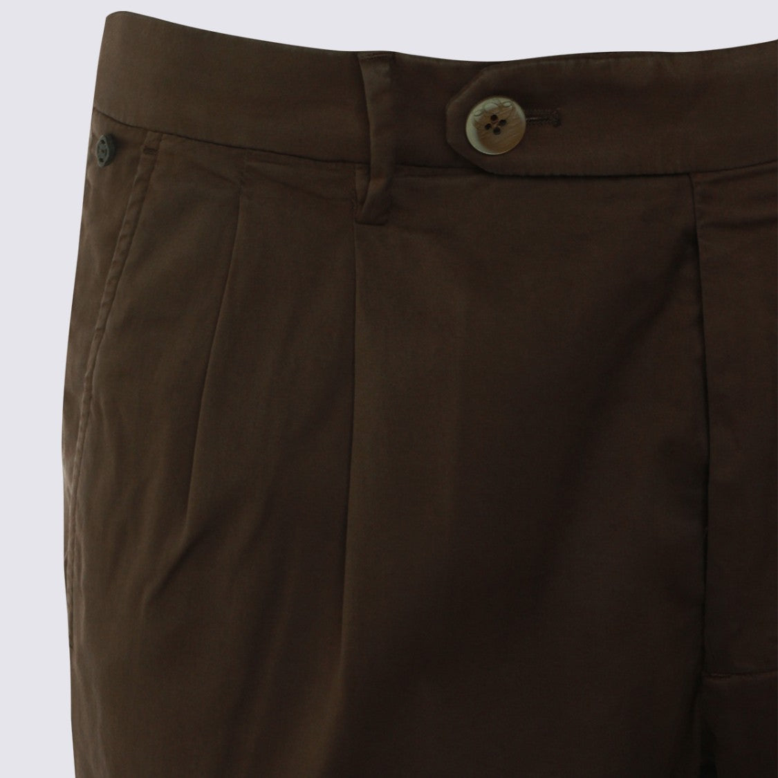 Gta Il Pantalone Tailored Brown Trousers With Cuffed Hem And Button Details