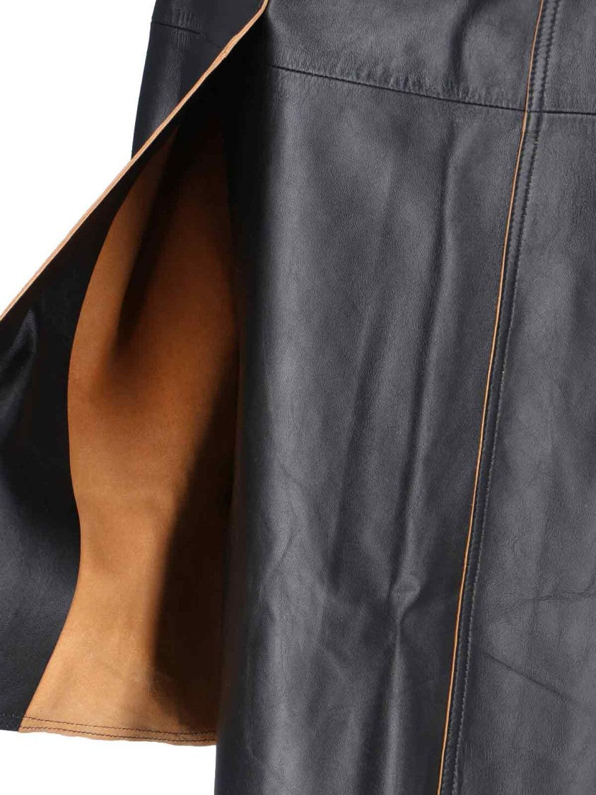 Calvin Klein Nappa Midi Skirt – Black