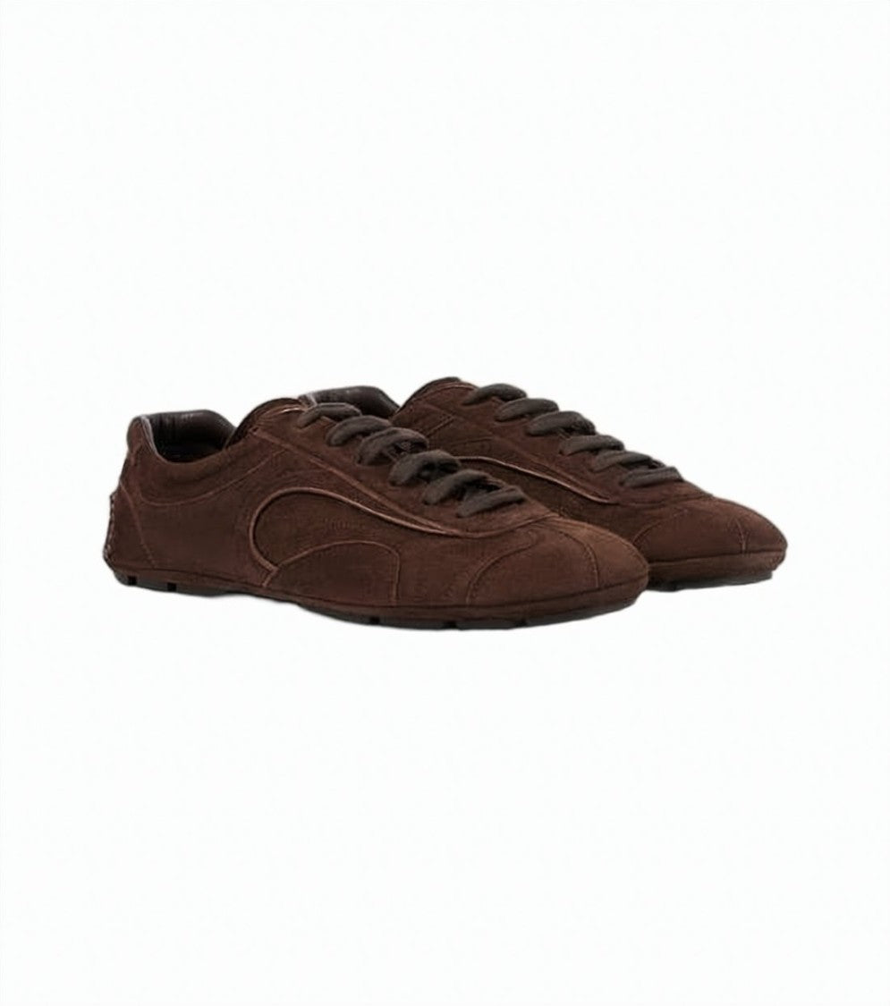 Prada Brown Sneakers With Nylon And Suede Construction