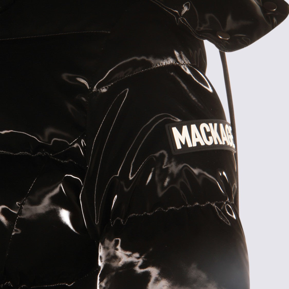Mackage Short Black Quilted Puffer Coat With Glossy Finish