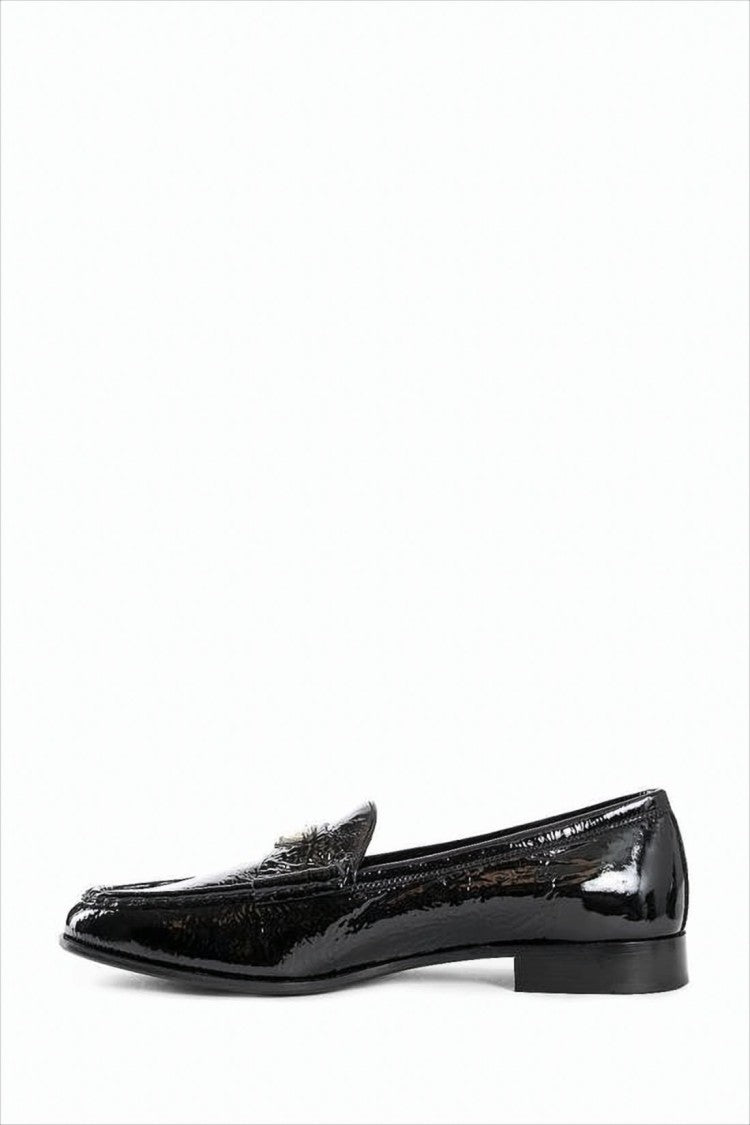 Prada Glossy Lambskin Leather Loafers With Triangular Logo