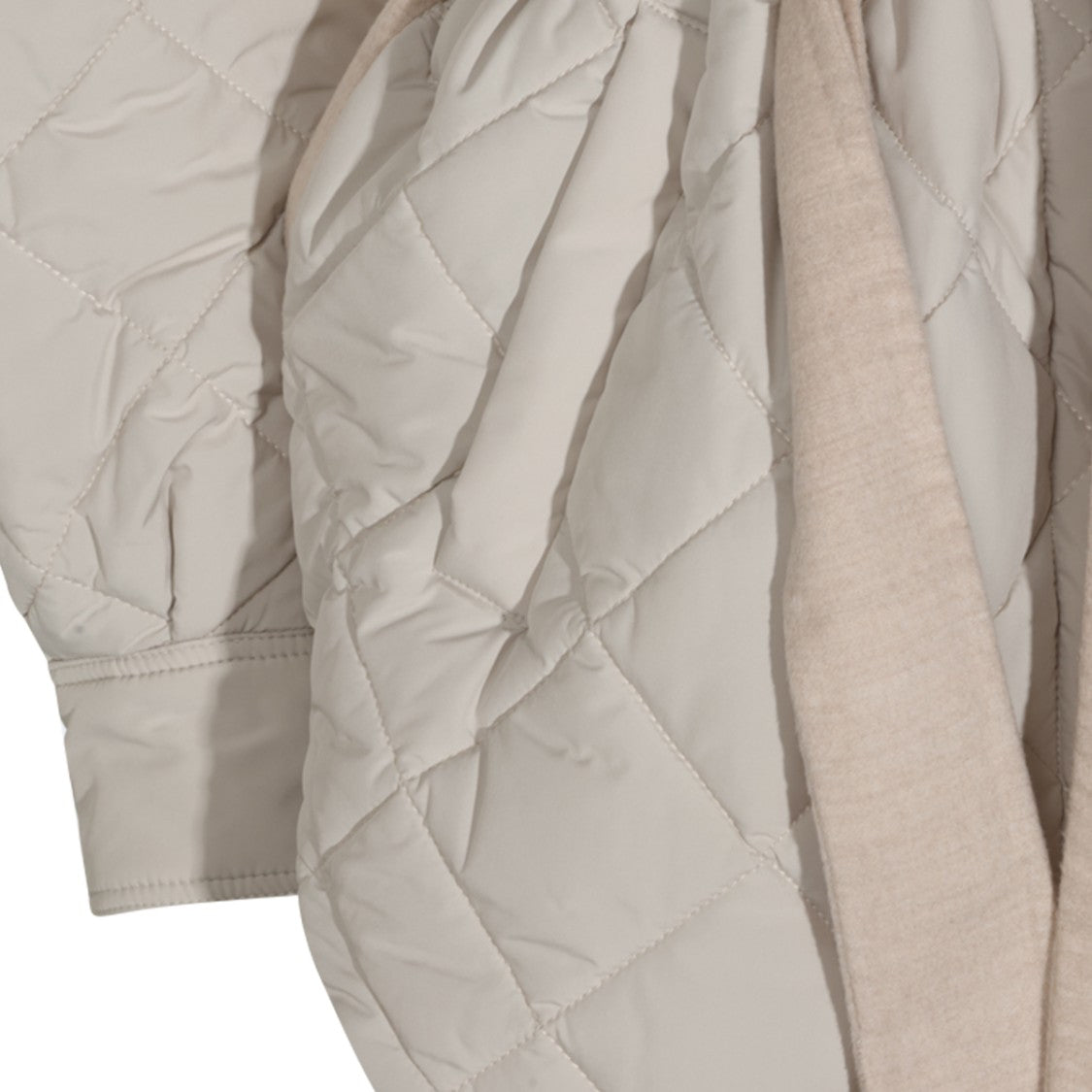 Fabiana Filippi Beige Down Jacket With Quilted Pocket And Belted Waist