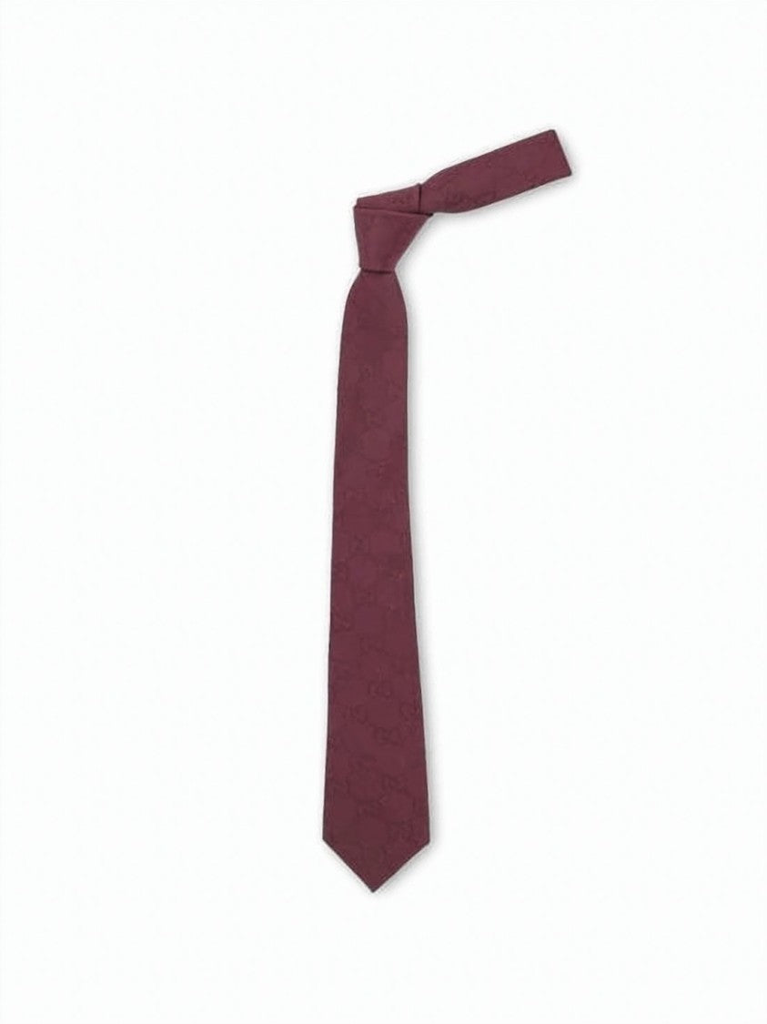 Gucci Silk-Cotton Blend Necktie With Tonal Gg Pattern