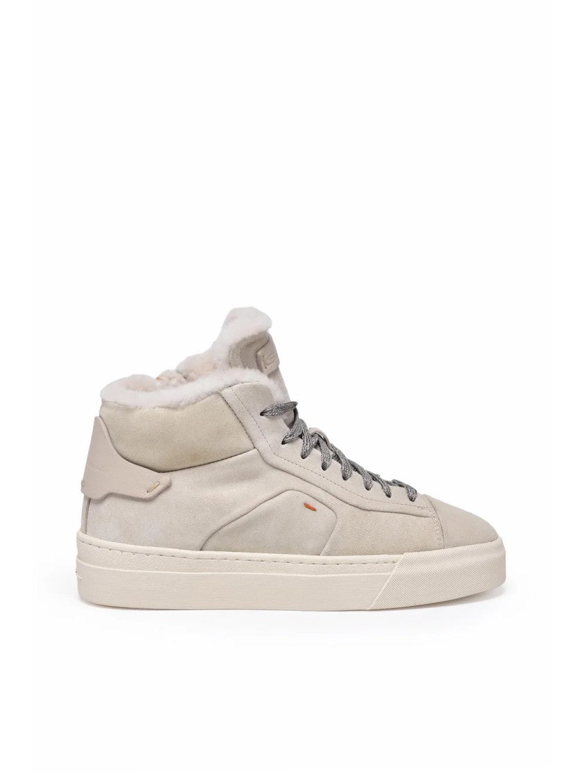 Santoni Suede Shearling Sneakers