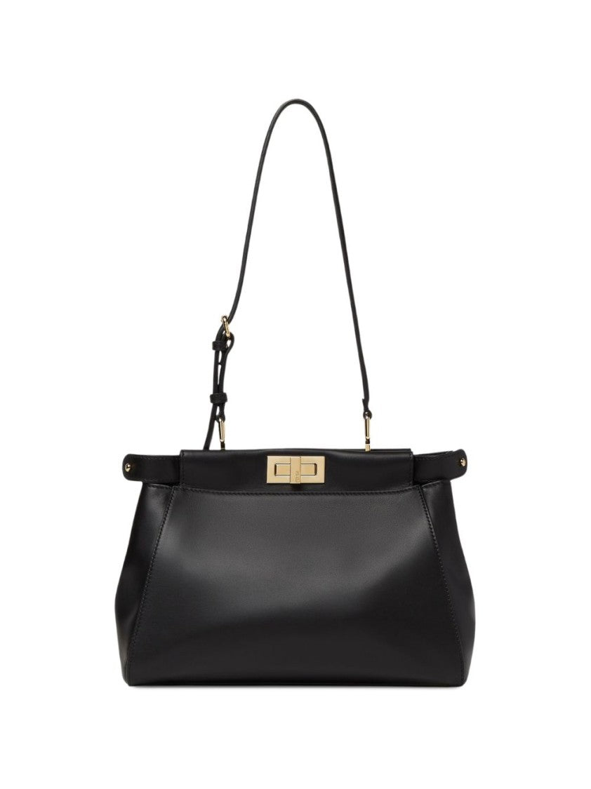 Fendi Black My Peekaboo Small Calfskin Shoulder Bag