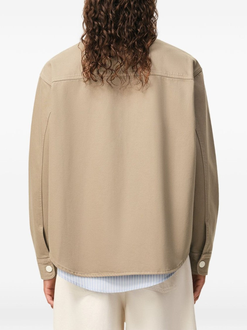 Ami Paris White Embroidered Logo Cotton Shirt
