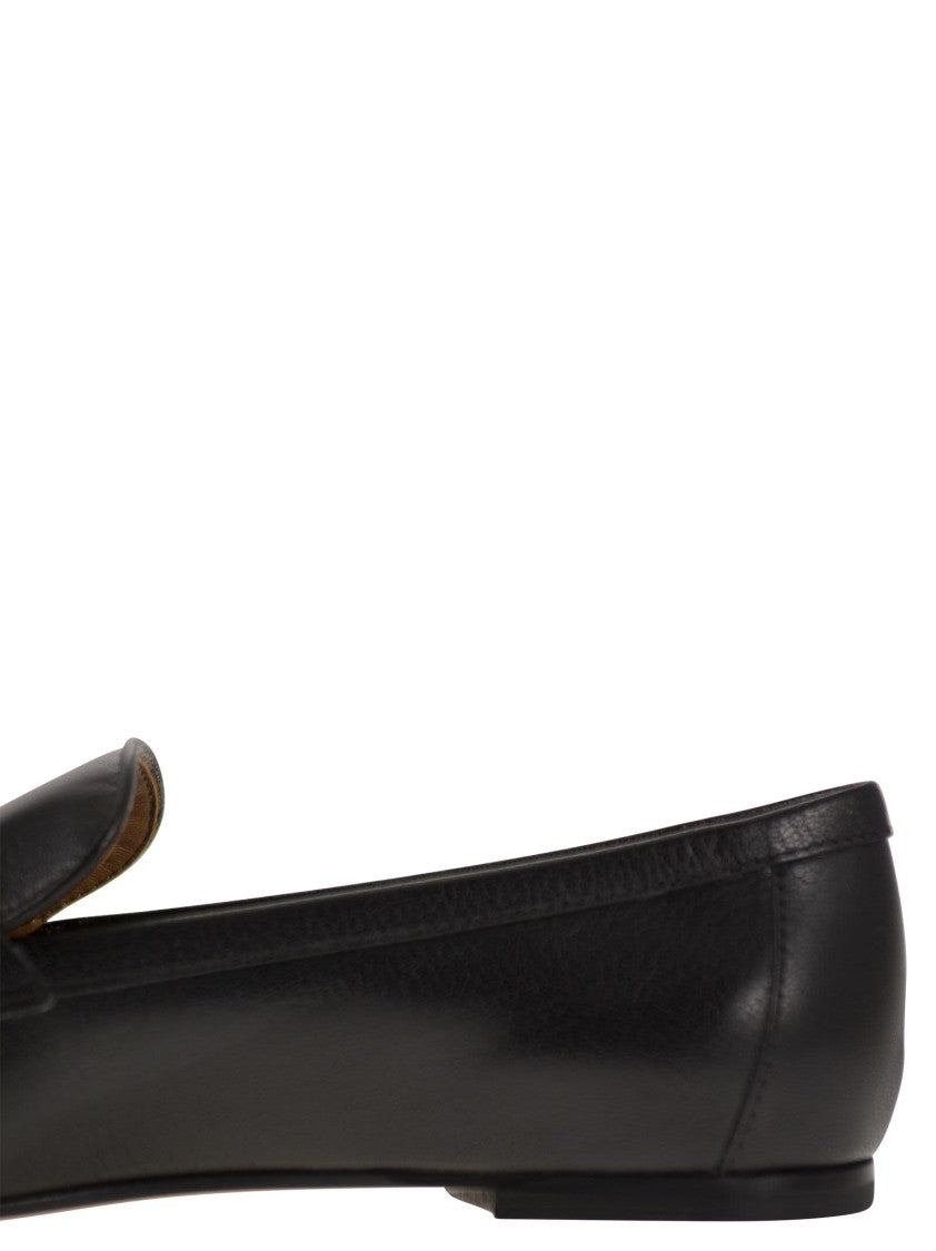 Tod's Leather Loafers With Oval Metal Logo