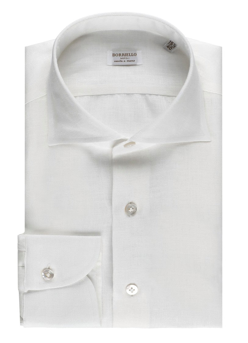 Borriello White Classic Collar Linen Shirt