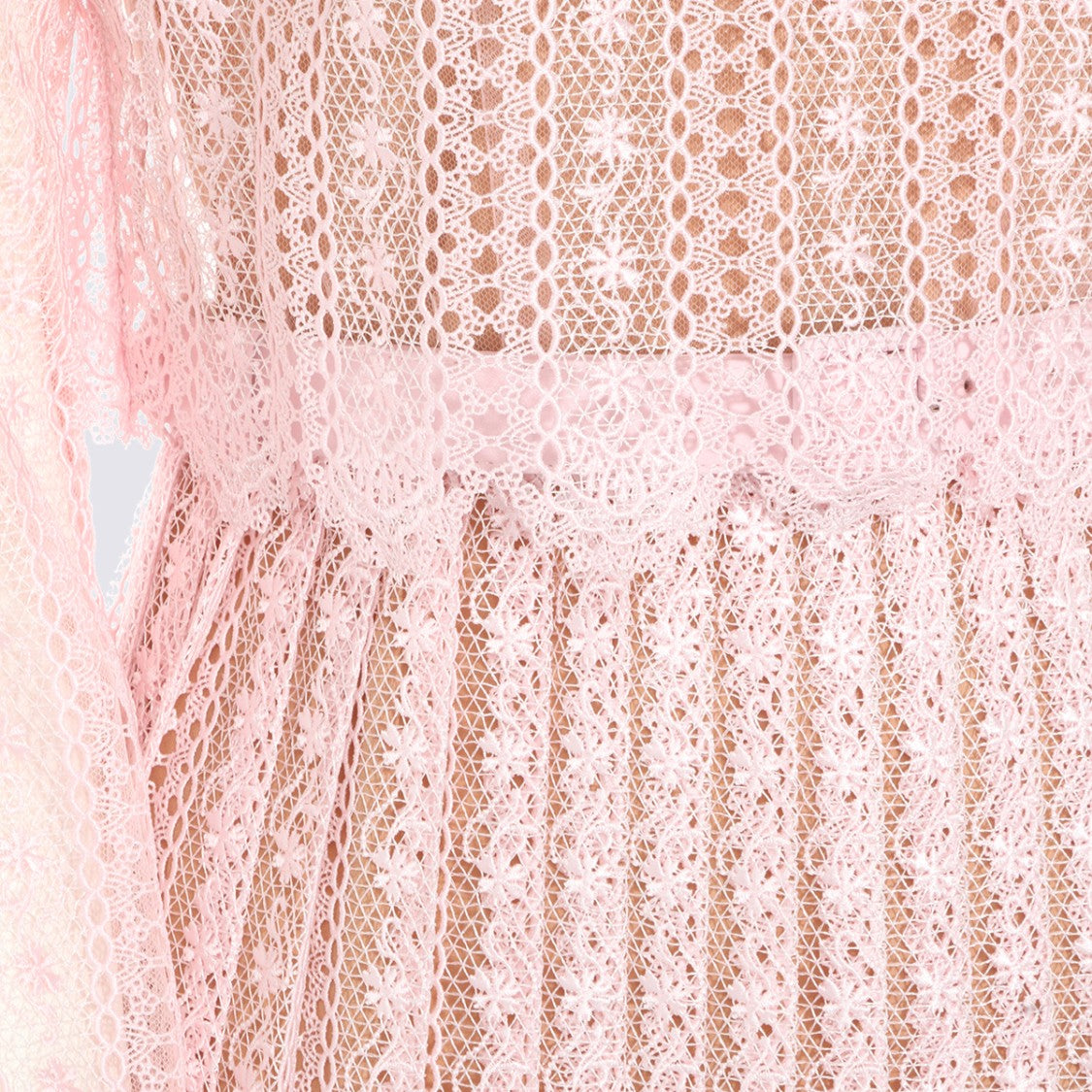 Self-Portrait Pink Sheer Belted Maxi Dress