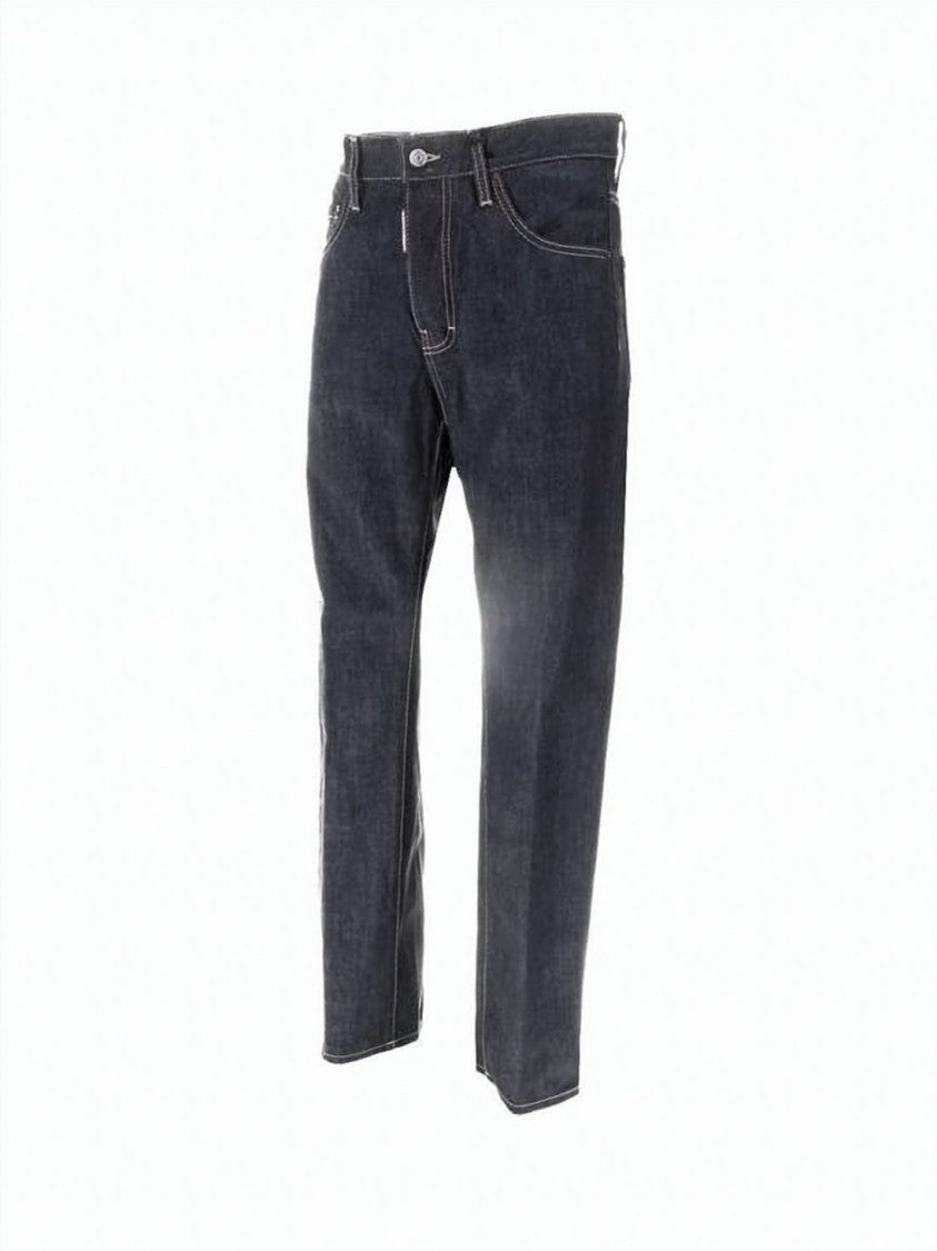 Dsquared2 Classic Straight-Leg Denim Pants With Faded Wash And Leather Patch