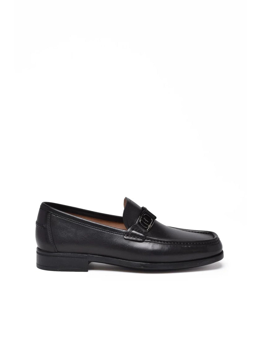 Salvatore Ferragamo Black Leather Nilo Loafers