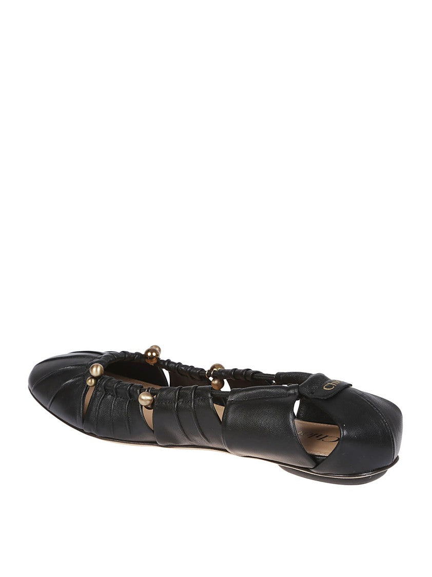 Chloé Pleated Black Ballerina Flats