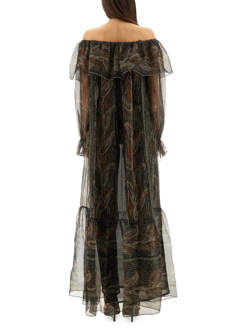 Saint Laurent Silk Lurex Creponne Dress