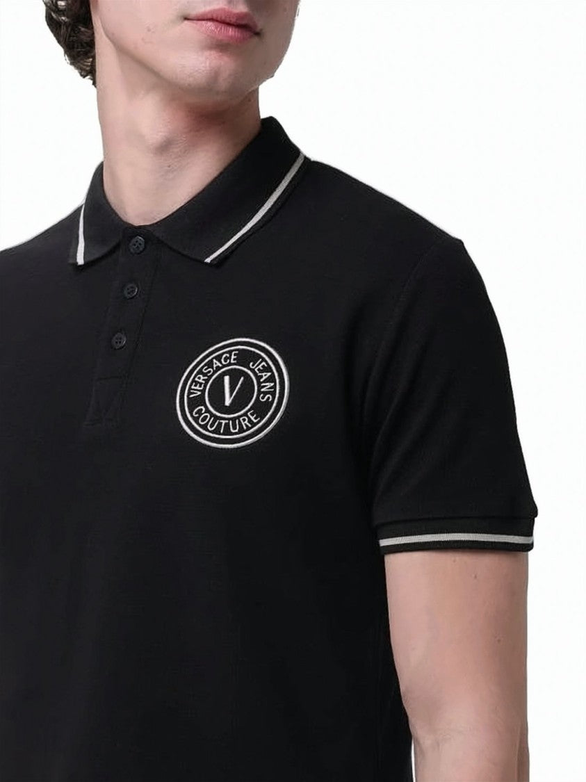 Versace Short-Sleeved Polo Shirt With Contrasting Stripes