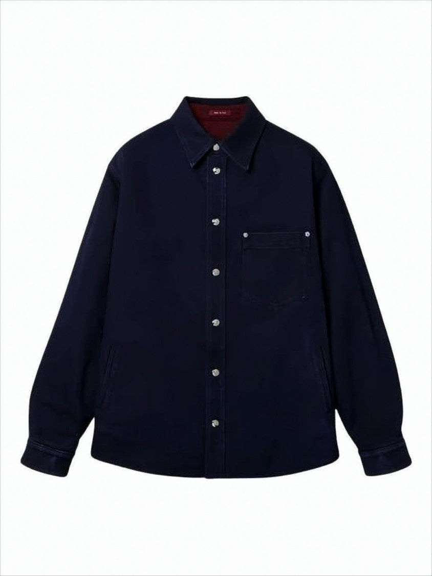 Gucci Boxy Blue Jacket With Classic Collar