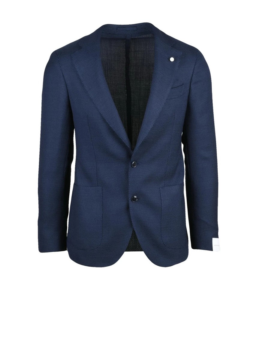 Luigi Bianchi Rounded Midnight Blue Wool Jacket With Minimalist Design