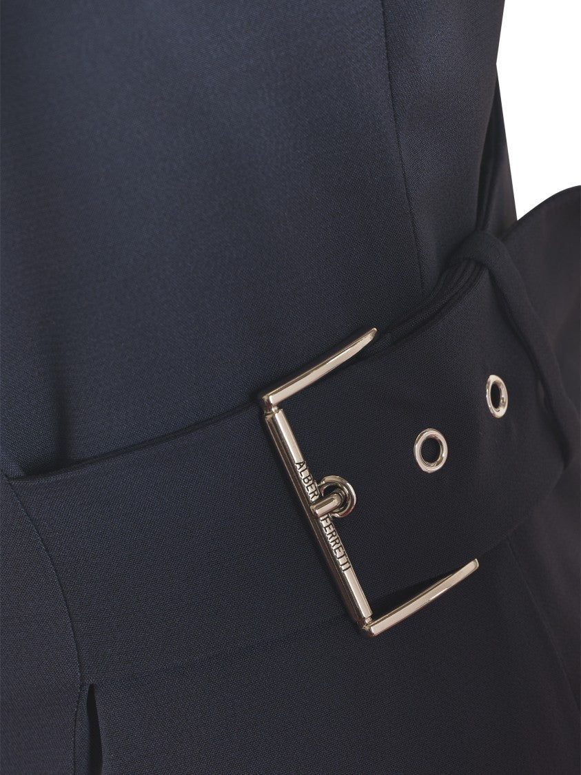 Alberta Ferretti Elegant Fitted Dress With Square Neckline