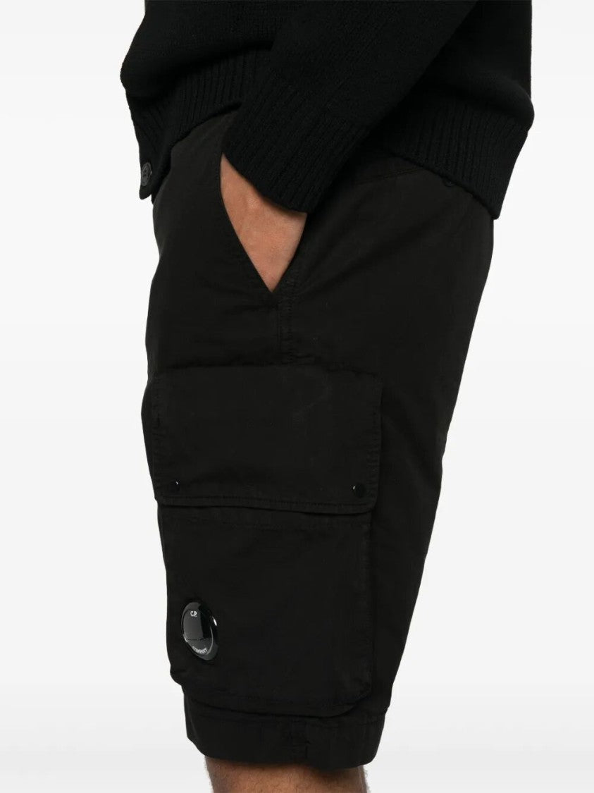 C.P. Company Black Cargo Shorts With Multiple Pockets