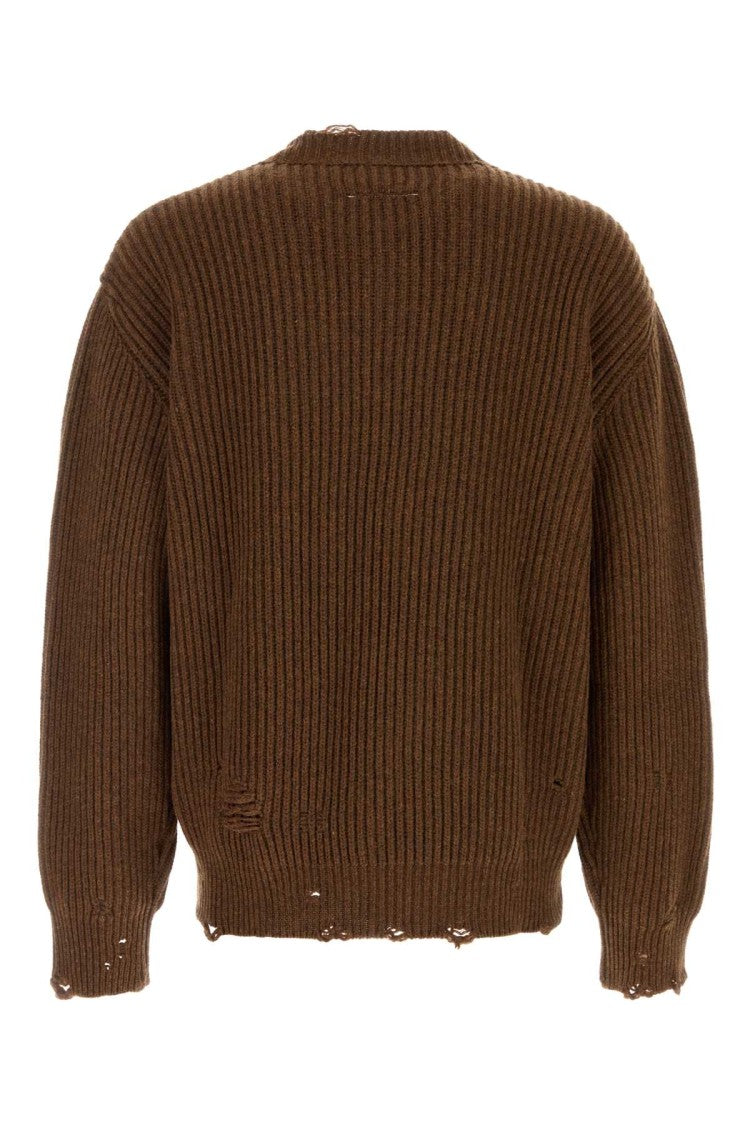 Mm6 By Maison Margiela Melange Brown Wool Blend Sweater