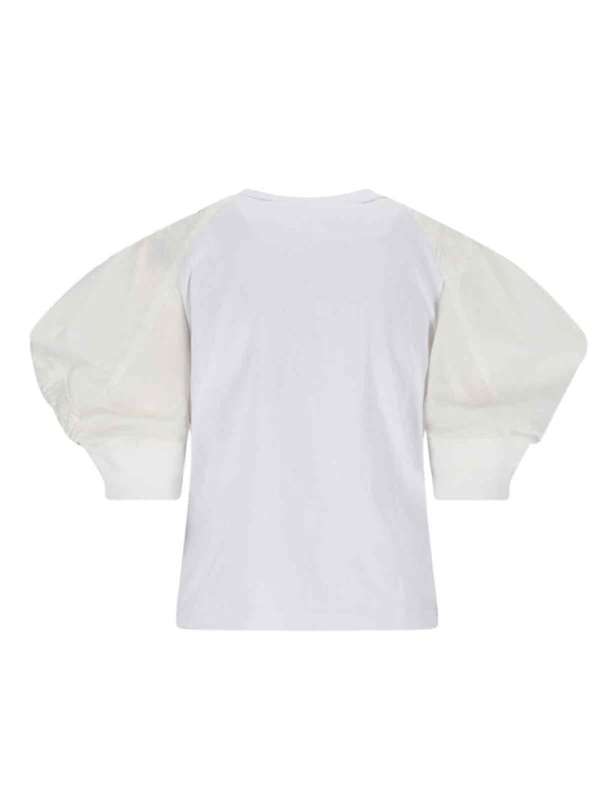 Sacai Balloon Sleeve White Cotton T-Shirt