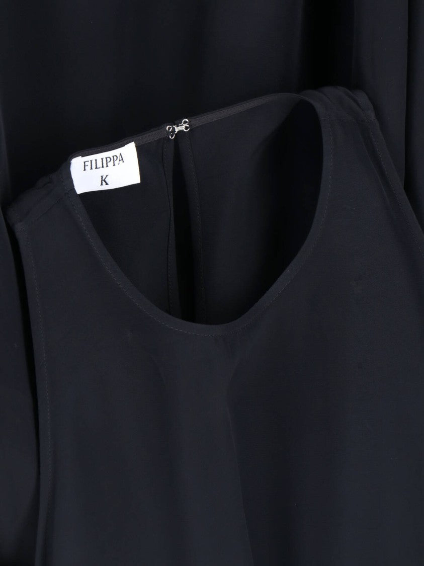 Filippa K Black Scarf Hem Asymmetrical Midi Dress