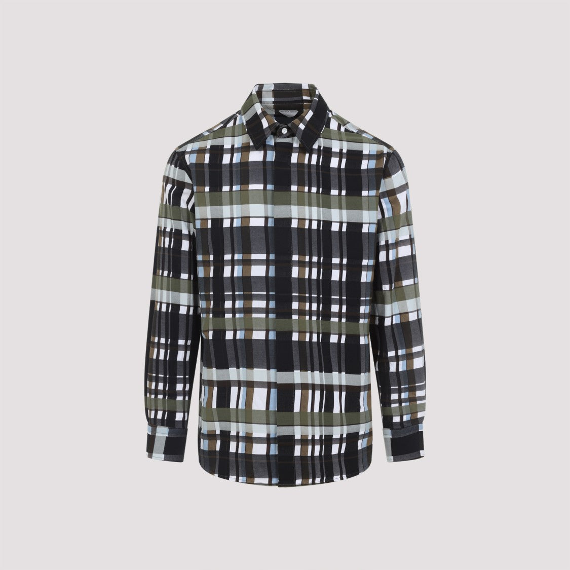 Bottega Veneta Plaid Pattern Button-Down Shirt With Long Sleeves