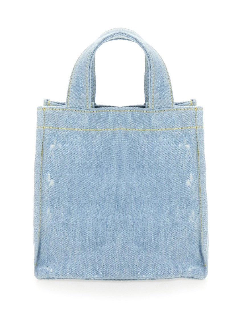 Acne Studios Mini Denim Shopper Bag With Tonal Logo Embossing