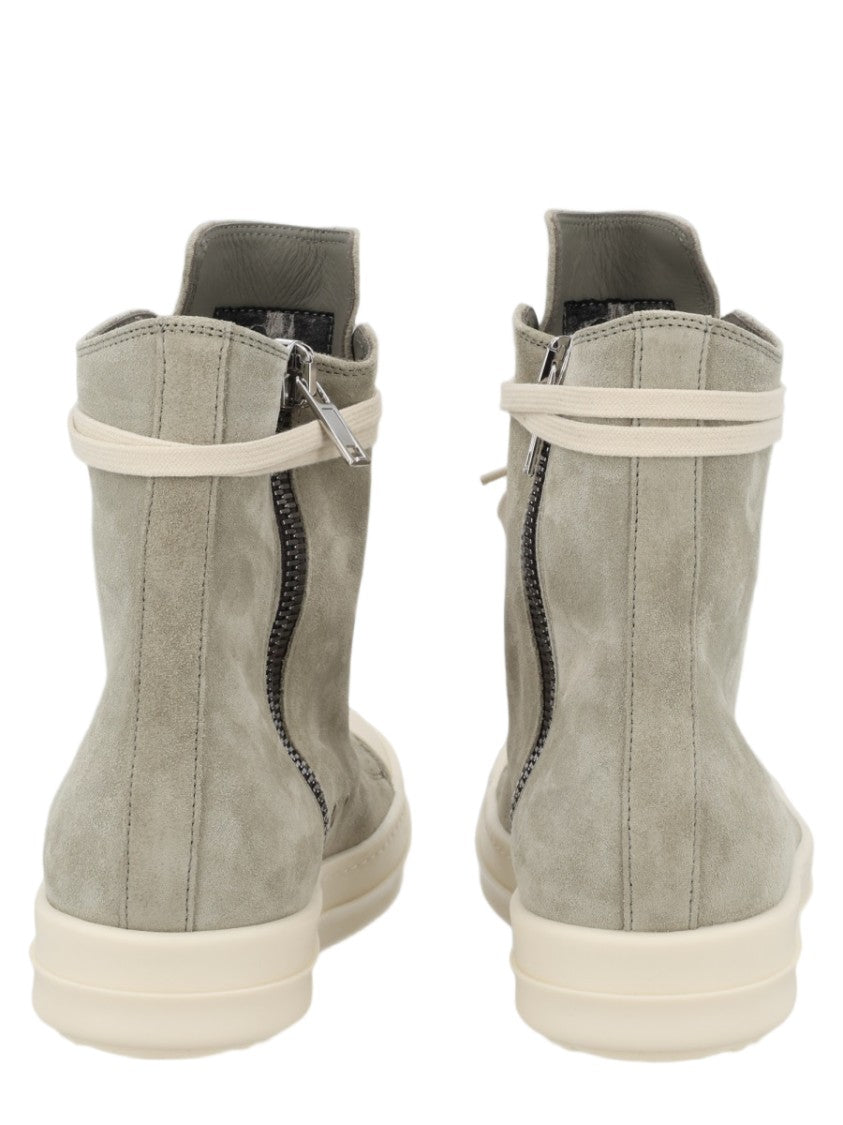 Rick Owens High-Top Zipper Detail Calf Leather Sneakers