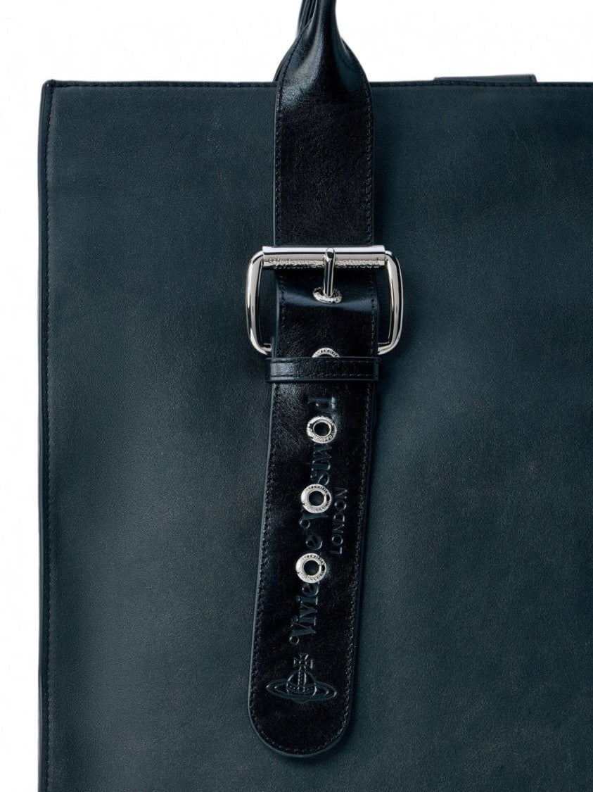 Vivienne Westwood Rectangular Handbag With Buckle Straps And Polished Accents