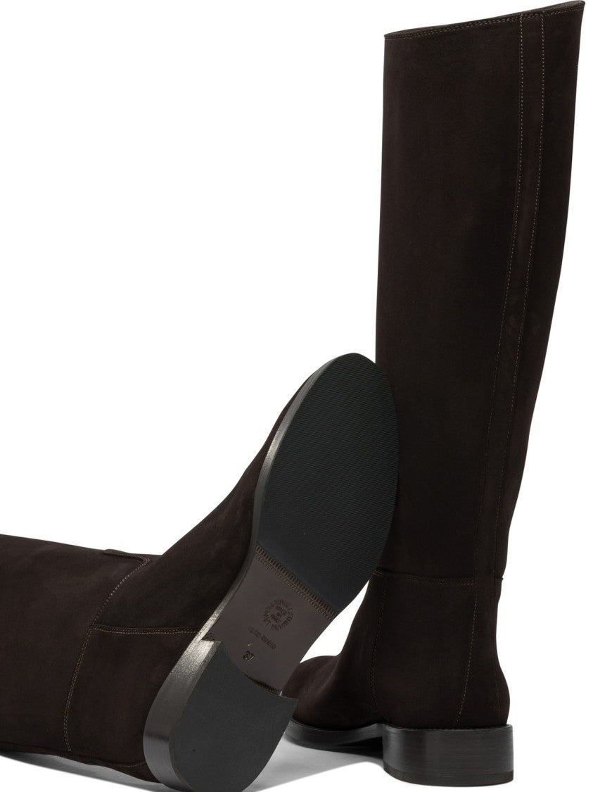 Maretto Brown Suede Mid-Calf Ankle Boots