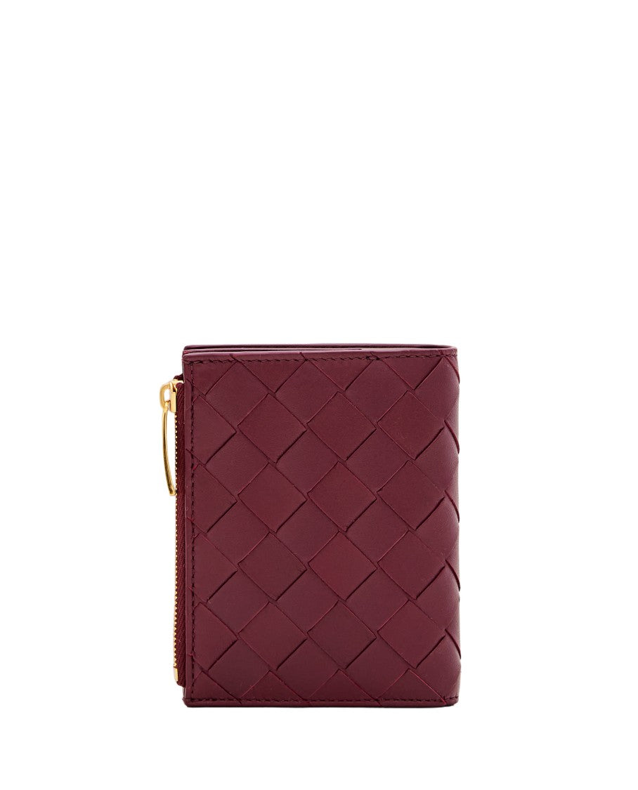 Bottega Veneta Compact Woven Wallet With Gold-Tone Zipper Pull