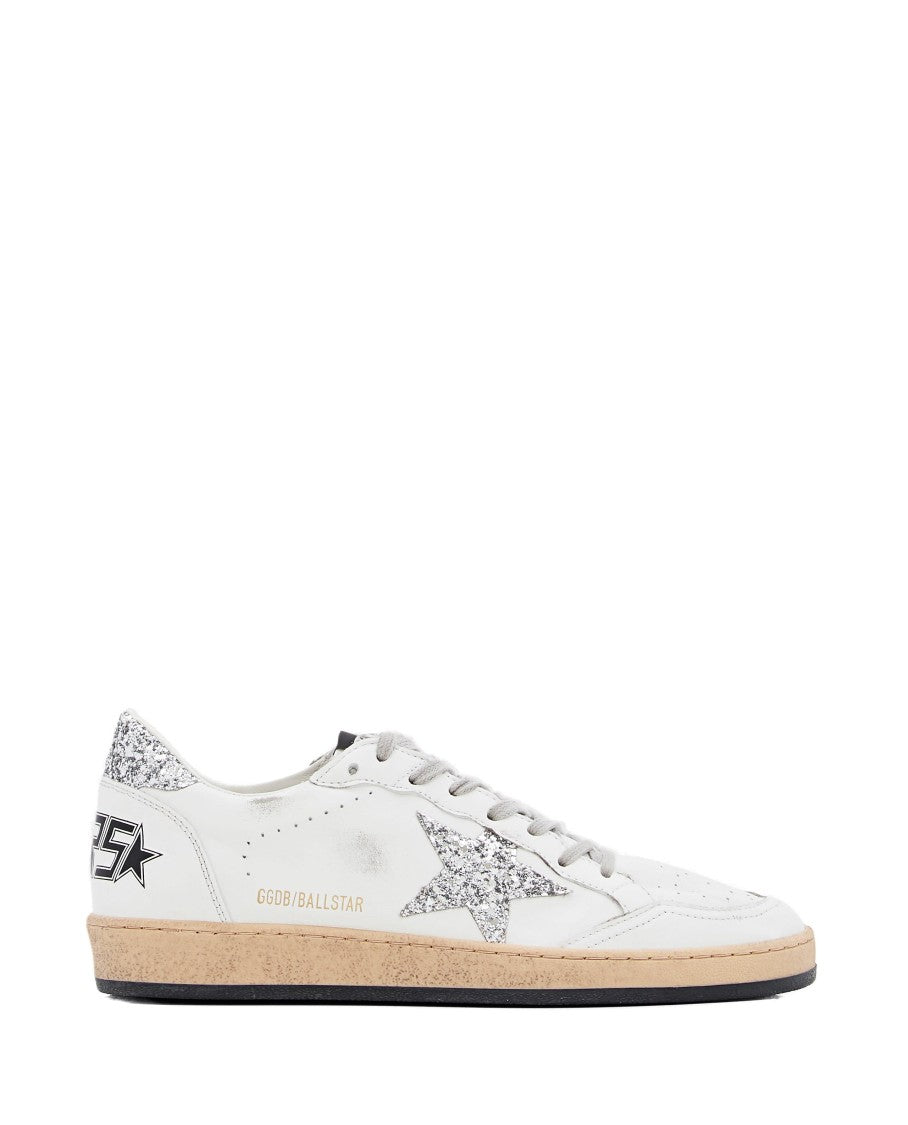 Golden Goose Ballstar Leather And Glitter Sneakers