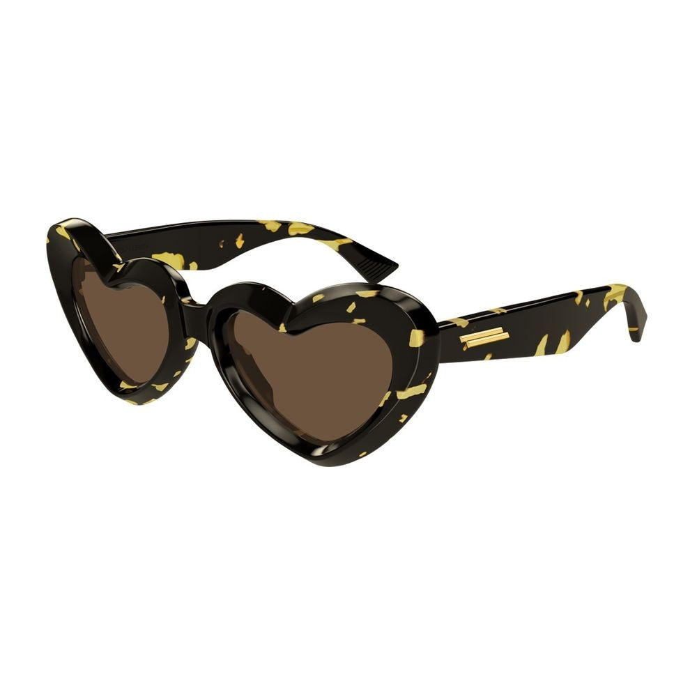 Bottega Veneta Bv1432s Ribbon Line Heart-Shaped Havana Acetate Sunglasses