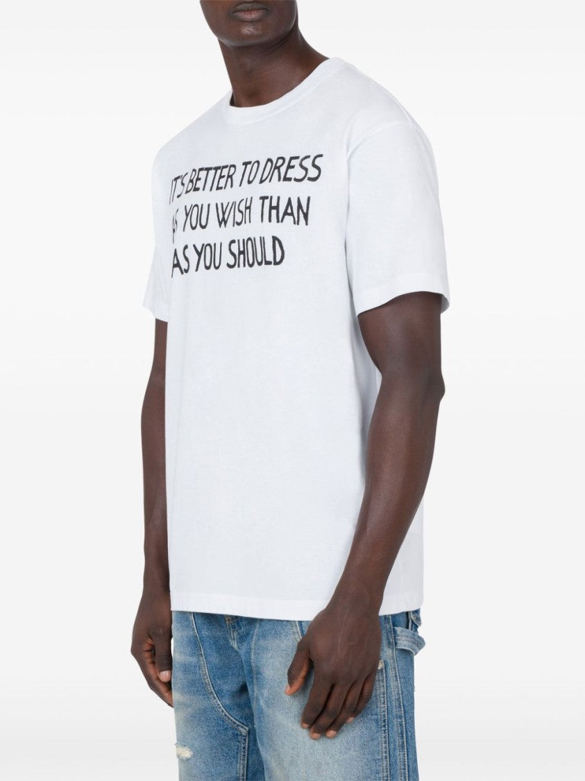 Moschino White Slogan Print Cotton Jersey T-Shirt