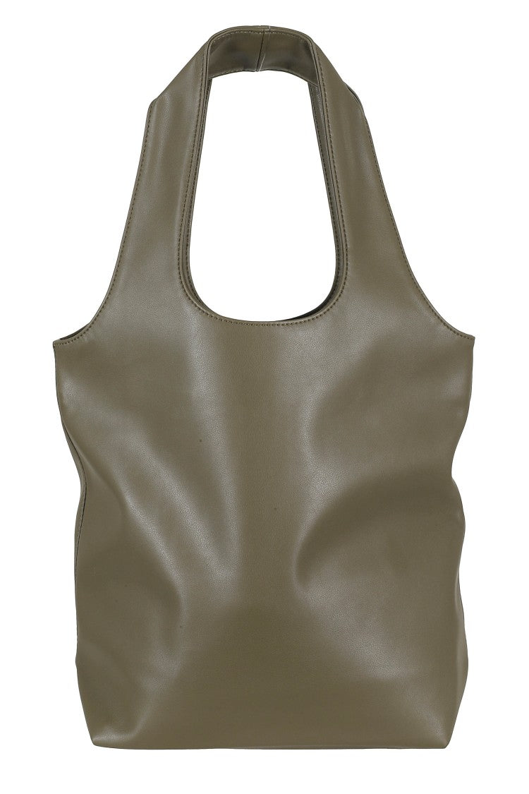 A.P.C. Military Green Tote Ninon Small White Logo Polyurethane Tote Bag