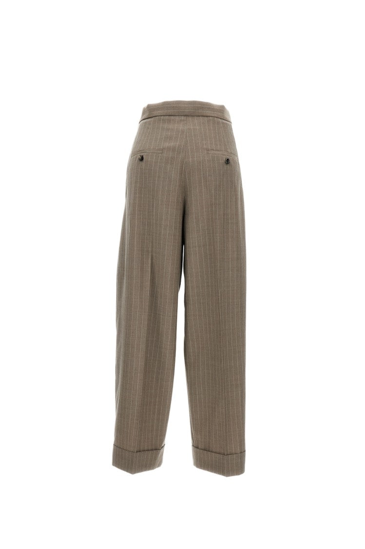 Max Mara Tailored Cropped Pinstripe Trousers With Cuffed Hems