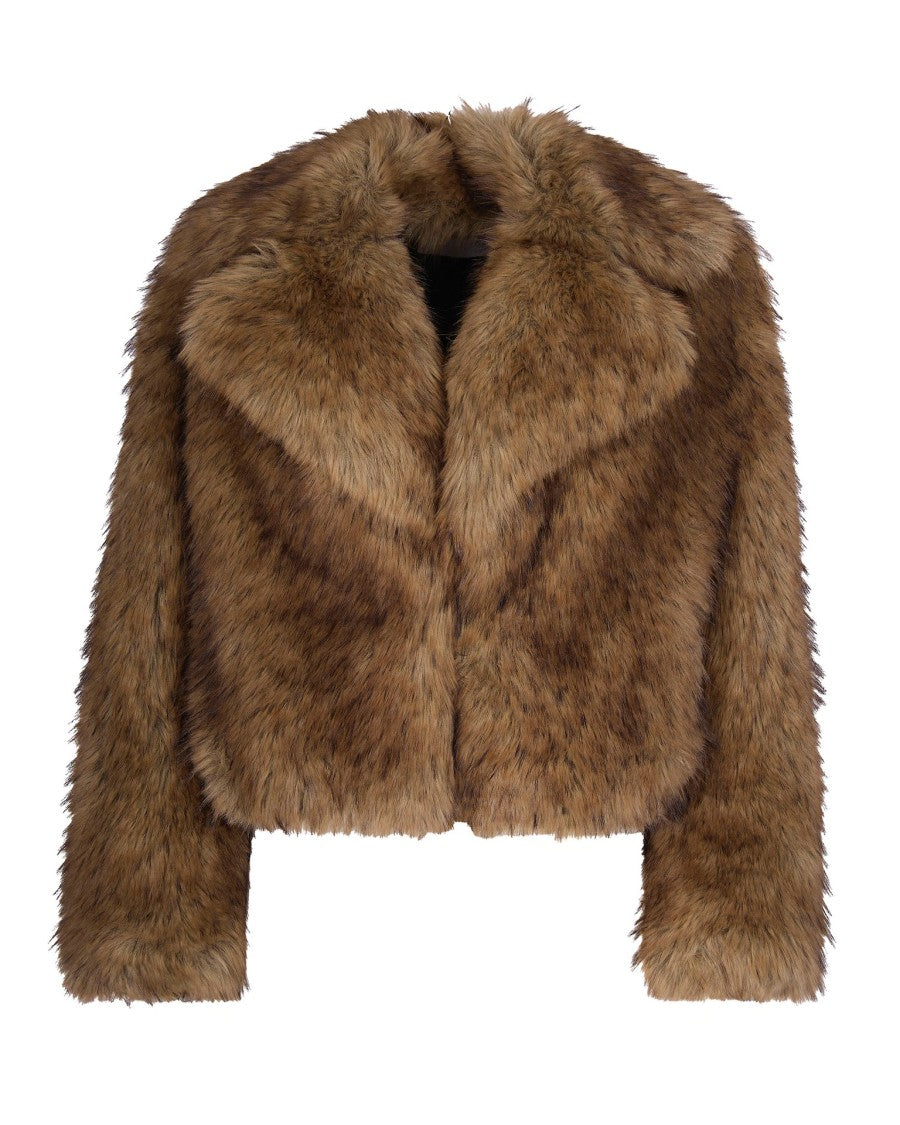 Stand Studio Short Jacket In Soft Synthetic Fur With Fox-Like Texture