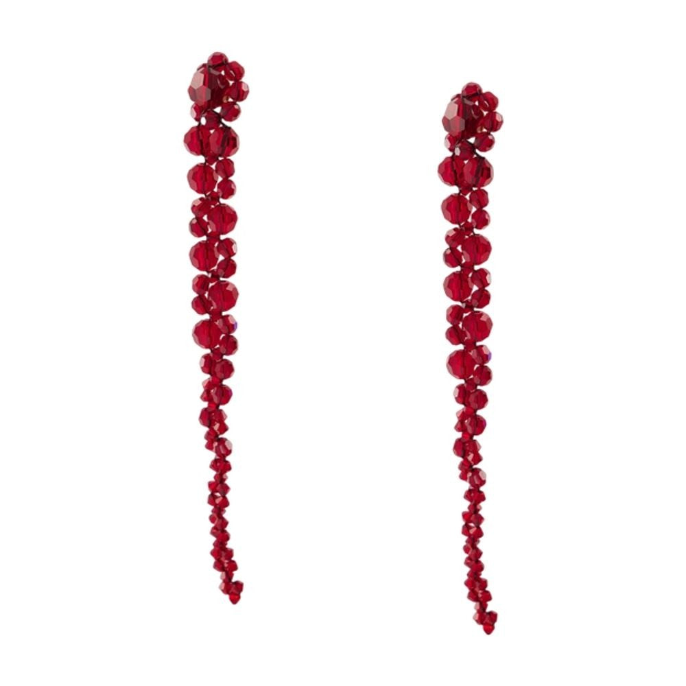 Simone Rocha Drip Earrings - Crystal - Red