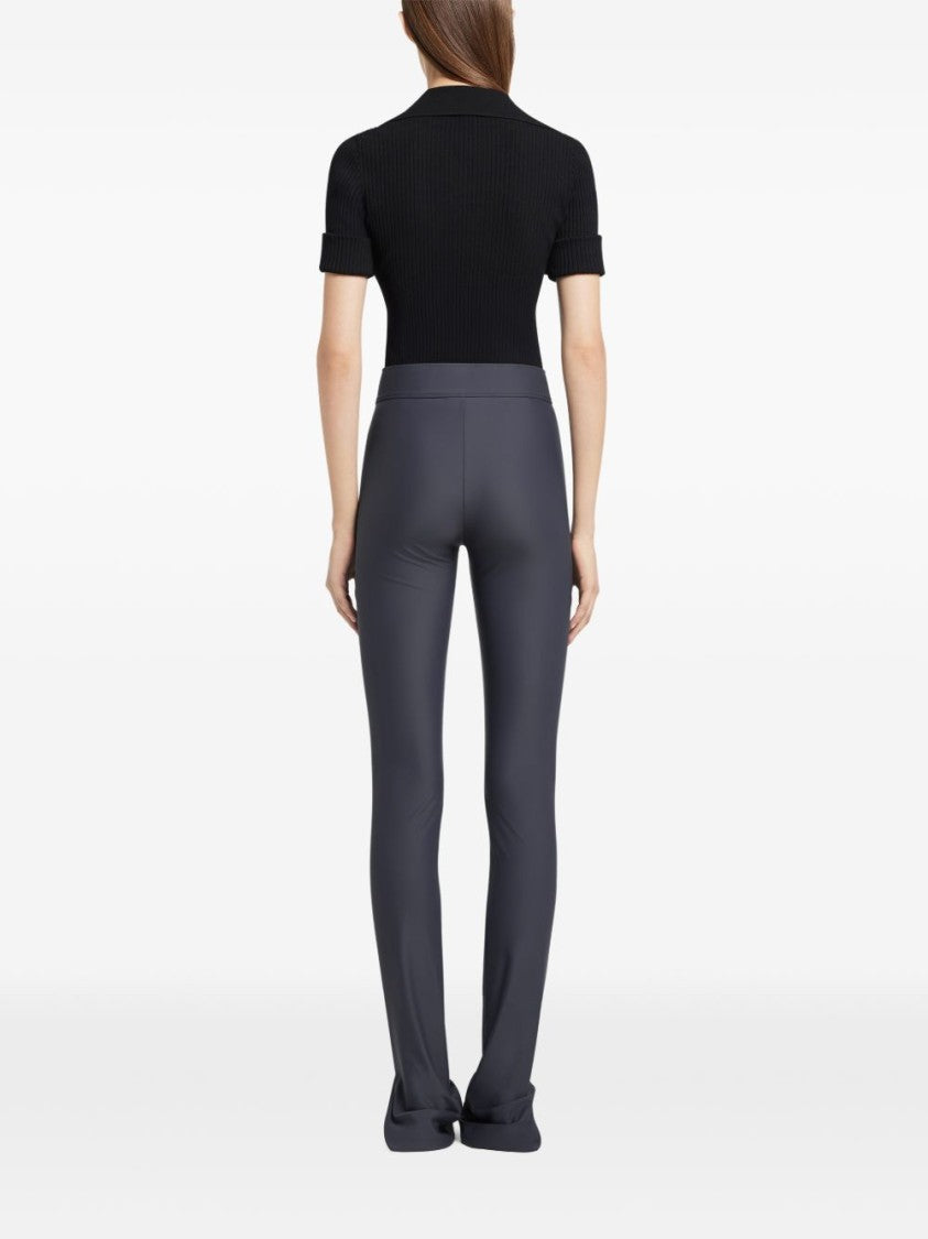 Courrèges Fitted Ribbed Knit Top With Flap Pockets And Turn-Up Cuffs