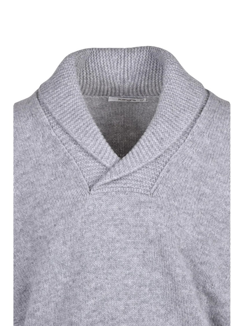Kangra Shawl Collar Merino Wool Sweater With Ribbed Cuffs