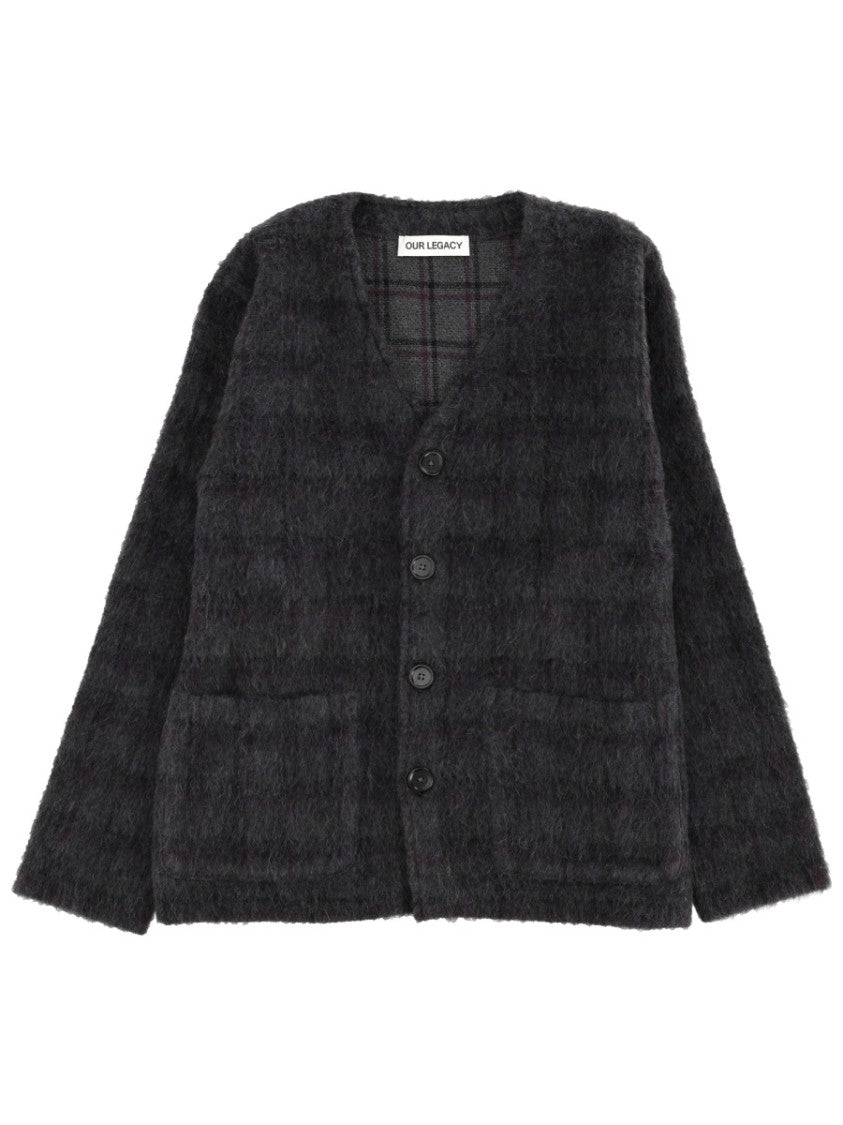 Our Legacy Soft Textured Checkered Wool-Blend Cardigan