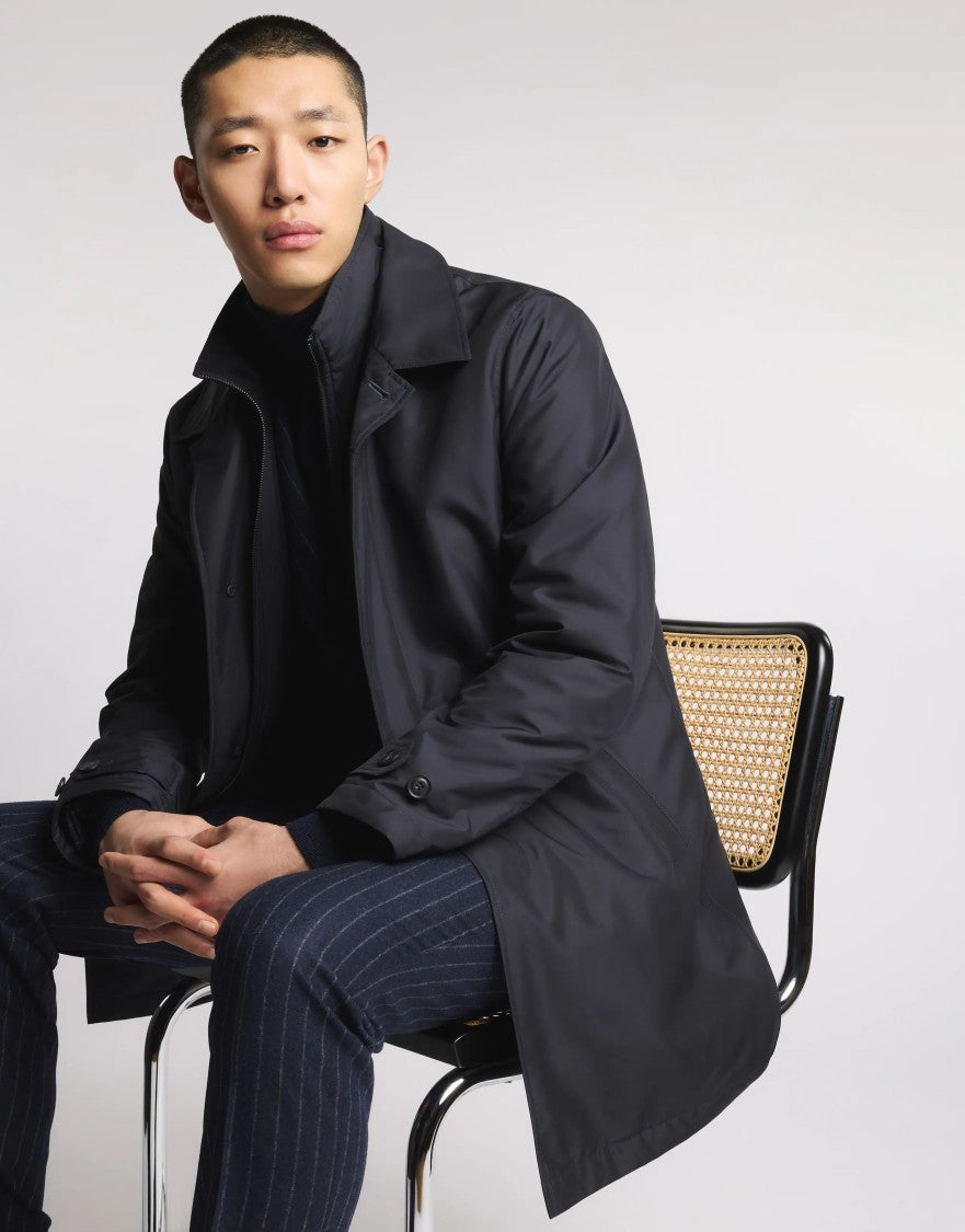 Fay Double-Front Waterproof Raincoat With Classic Collar