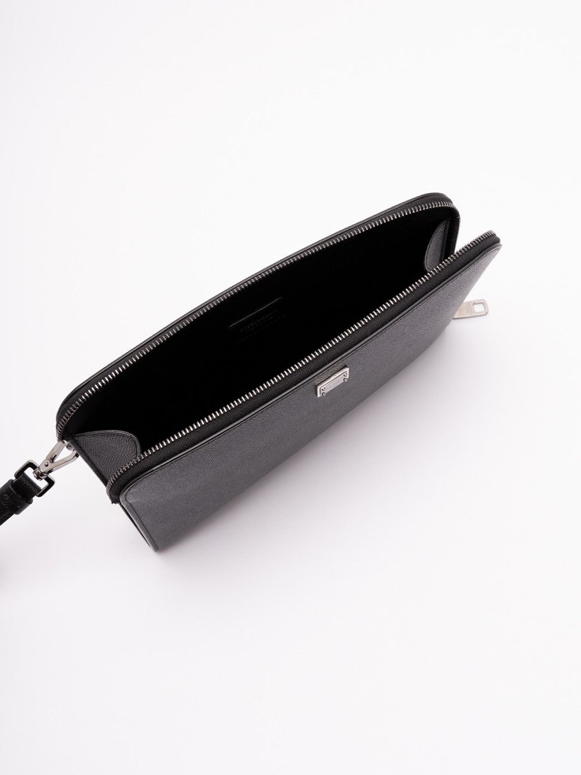 Dolce & Gabbana Structured Calf Leather Clutch