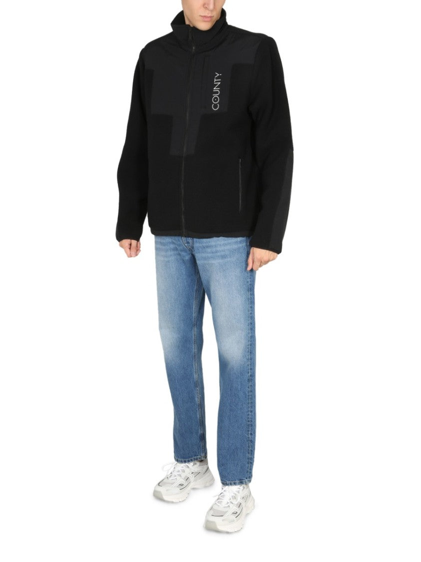 Marcelo Burlon High Collar Black Track Jacket